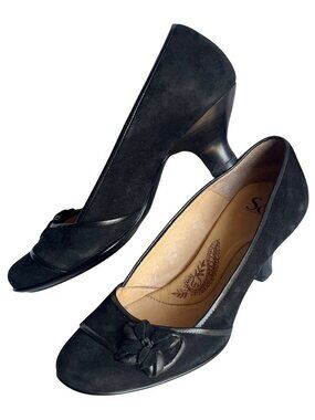 Sofft Kensington Kitten Heels Black Suede Leather 2" Comfort Retro Glam Womens 7